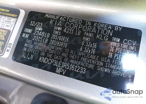 2024 Kia Niro Lx из США, поврежденный, VIN KNDCP3LE1R5161233